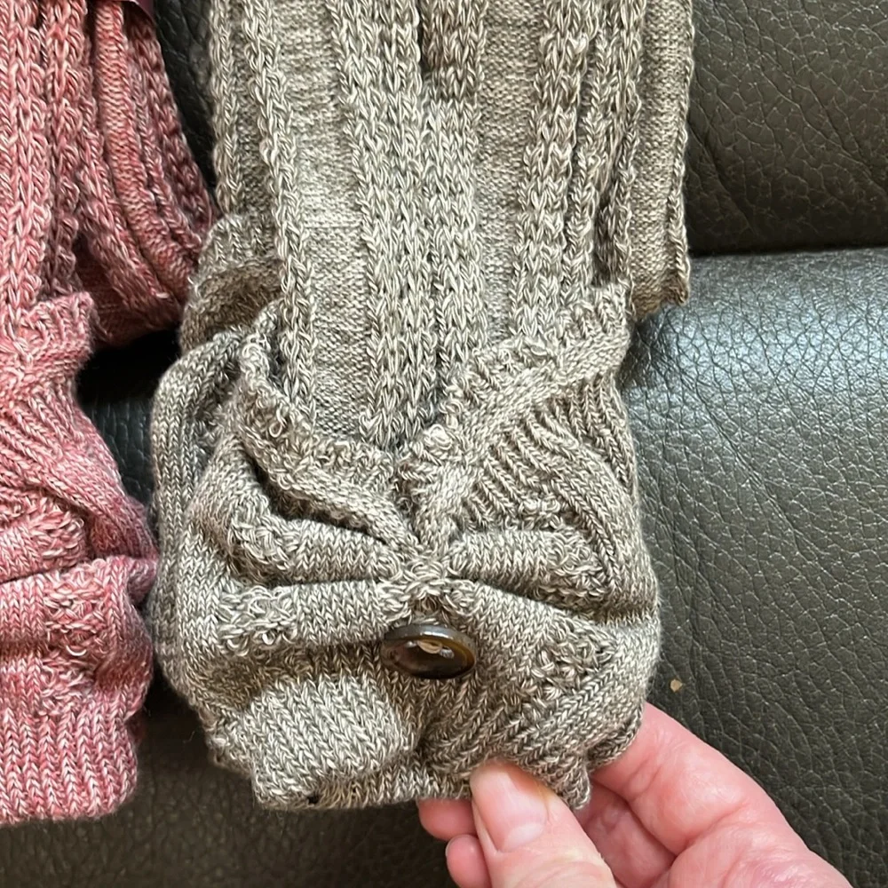 Simply Noelle Scalloped Heathered Boot Socks - Pink and Gray